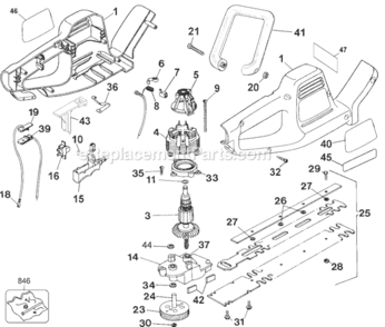 Page A Diagram and Parts List for TR255 Type 3 Black and Decker Hedge Trimmer